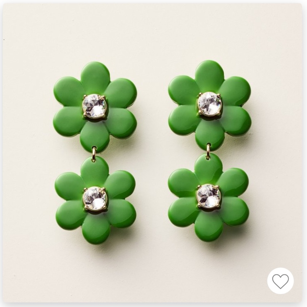 Kate Spade New York x Target Floral Linear Earrings Green New In Box